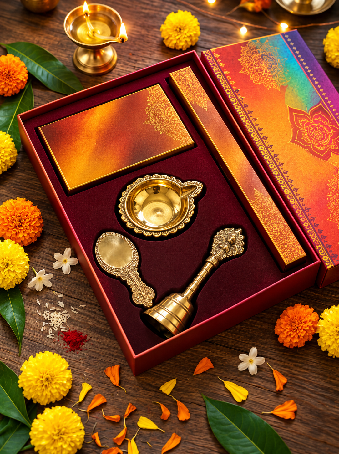Bell and Ornate Aarti spoon with incense